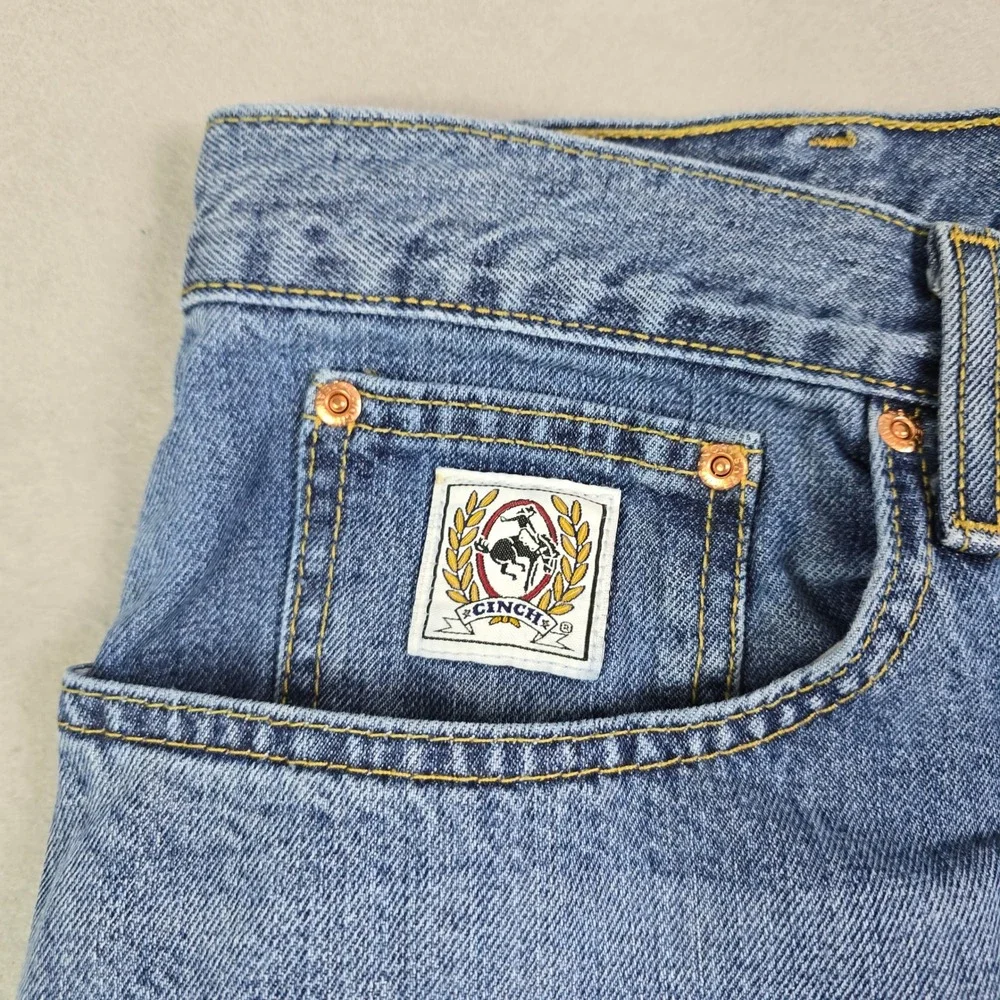 Cinch Straight Leg Jeans Mens 38x30 Blue Medium Wash Denim Cowboy Western Rodeo‎